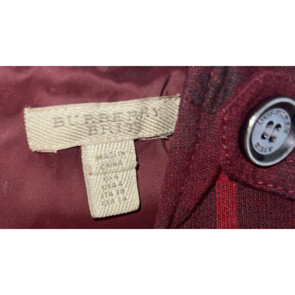 Burberry Brit Tartan Plaid Mini Dress Zip Back Womens Size 4 Wool Blend Red Gray - Picture 4 of 5